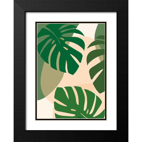 Monstera Black Modern Wood Framed Art Print with Double Matting by Hollie, Jasmine