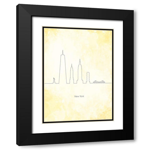 New York Skyline Black Modern Wood Framed Art Print with Double Matting by Hollie, Jasmine