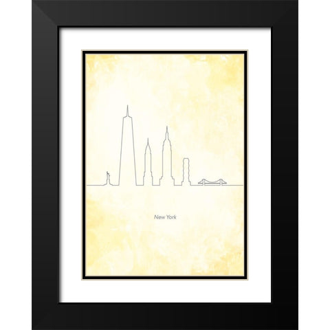 New York Skyline Black Modern Wood Framed Art Print with Double Matting by Hollie, Jasmine