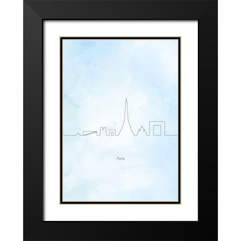 Paris Skyline Black Modern Wood Framed Art Print with Double Matting by Hollie, Jasmine