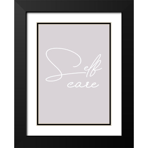 Self Care Black Modern Wood Framed Art Print with Double Matting by Mi, Suki