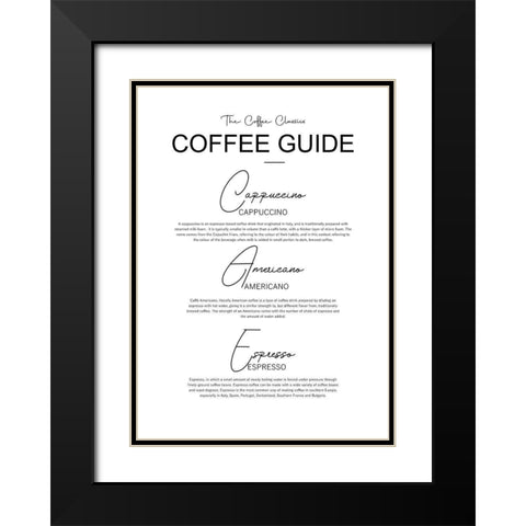 Coffee Guide Black Modern Wood Framed Art Print with Double Matting by Mi, Suki