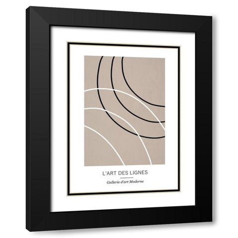 Lignes Black Modern Wood Framed Art Print with Double Matting by Ratcliffe, Tiffany