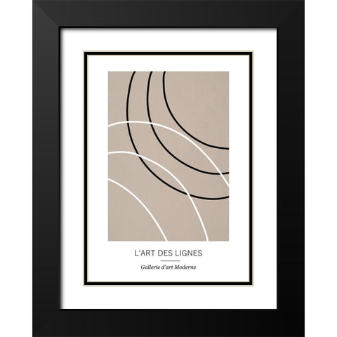 Lignes Black Modern Wood Framed Art Print with Double Matting by Ratcliffe, Tiffany