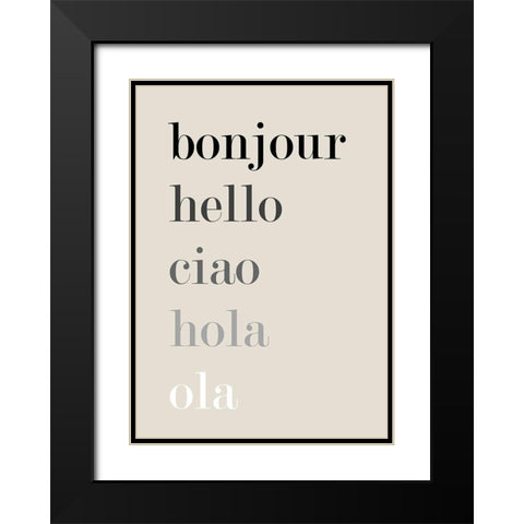 Bonjour-Hello Black Modern Wood Framed Art Print with Double Matting by Mi, Suki