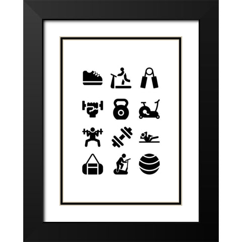 Gym Activities Black Modern Wood Framed Art Print with Double Matting by Mi, Suki