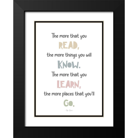 Read Learn Know Go Black Modern Wood Framed Art Print with Double Matting by Mi, Suki