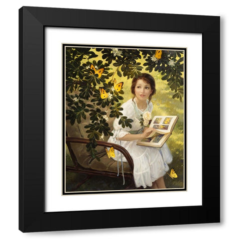 Butterflies Black Modern Wood Framed Art Print with Double Matting by Murray, Alan