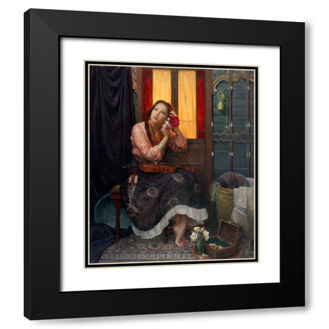 Crimson Rose Black Modern Wood Framed Art Print with Double Matting by Murray, Alan