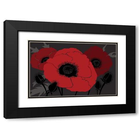 Beautes Rouges II Black Modern Wood Framed Art Print with Double Matting by Art Licensing Studio