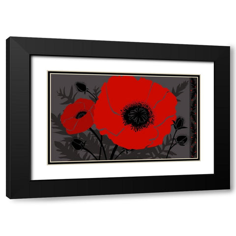Beautes Rouges III Black Modern Wood Framed Art Print with Double Matting by Art Licensing Studio