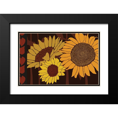 Tournesol III Black Modern Wood Framed Art Print with Double Matting by Art Licensing Studio