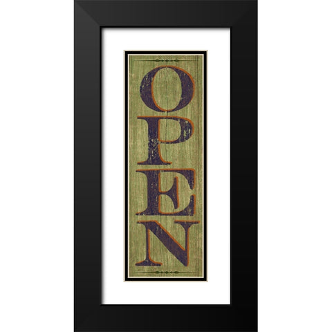OPEN Sign 1 Black Modern Wood Framed Art Print with Double Matting by Art Licensing Studio