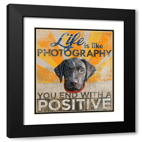 Dog days - Lab pup Black Modern Wood Framed Art Print with Double Matting by Art Licensing Studio