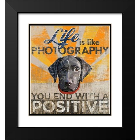 Dog days - Lab pup Black Modern Wood Framed Art Print with Double Matting by Art Licensing Studio
