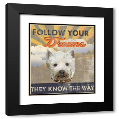 Dog Days - Pek pup Black Modern Wood Framed Art Print with Double Matting by Art Licensing Studio