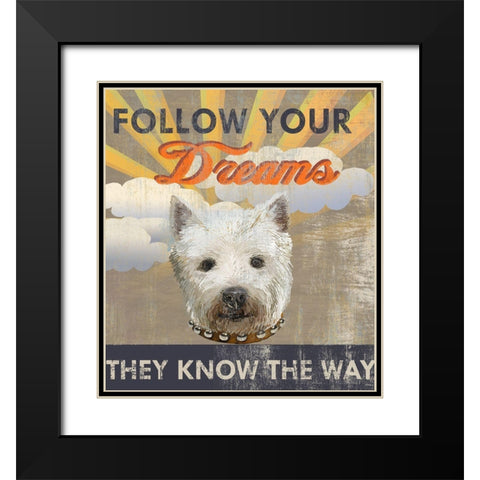 Dog Days - Pek pup Black Modern Wood Framed Art Print with Double Matting by Art Licensing Studio