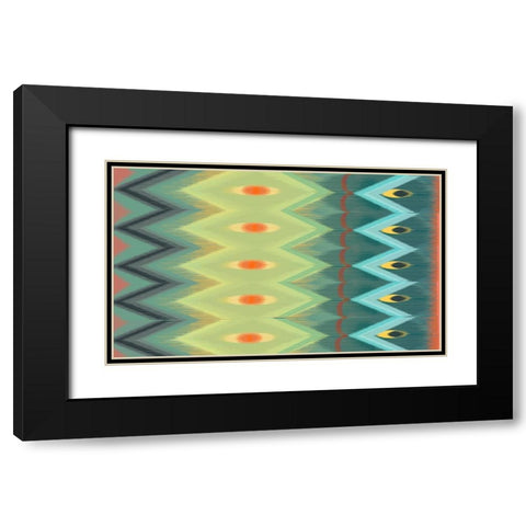 Windy Rug Pattern in Greens Black Modern Wood Framed Art Print with Double Matting by Art Licensing Studio