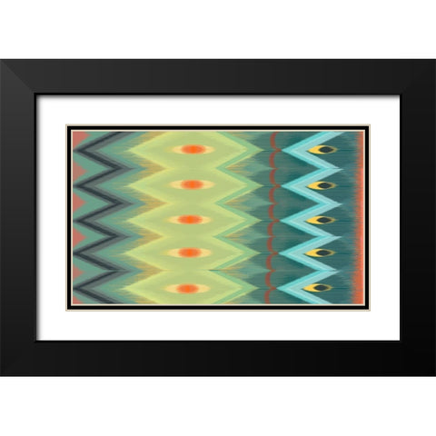 Windy Rug Pattern in Greens Black Modern Wood Framed Art Print with Double Matting by Art Licensing Studio