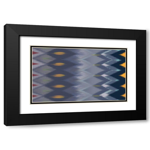 Windy Rug Pattern in Blues Black Modern Wood Framed Art Print with Double Matting by Art Licensing Studio
