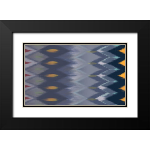 Windy Rug Pattern in Blues Black Modern Wood Framed Art Print with Double Matting by Art Licensing Studio
