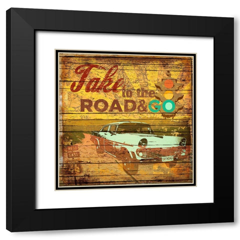 Take to the Road Black Modern Wood Framed Art Print with Double Matting by Art Licensing Studio