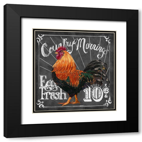 Rooster on Chalkboard I Black Modern Wood Framed Art Print with Double Matting by Art Licensing Studio