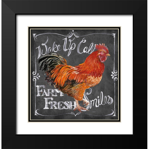 Rooster on Chalkboard II Black Modern Wood Framed Art Print with Double Matting by Art Licensing Studio