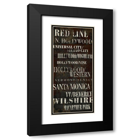 LA Red Line Black Modern Wood Framed Art Print with Double Matting by Art Licensing Studio