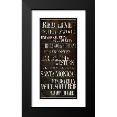 LA Red Line Black Modern Wood Framed Art Print with Double Matting by Art Licensing Studio