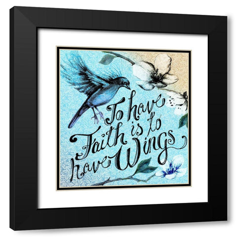 Birdie Words 2 Black Modern Wood Framed Art Print with Double Matting by Art Licensing Studio
