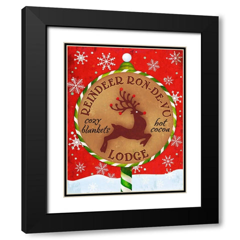 Reindeer Lodge Black Modern Wood Framed Art Print with Double Matting by Art Licensing Studio
