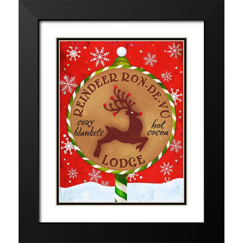 Reindeer Lodge Black Modern Wood Framed Art Print with Double Matting by Art Licensing Studio