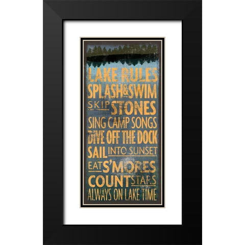 Lake Rules Black Modern Wood Framed Art Print with Double Matting by Art Licensing Studio