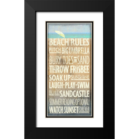 Beach Rules Black Modern Wood Framed Art Print with Double Matting by Art Licensing Studio