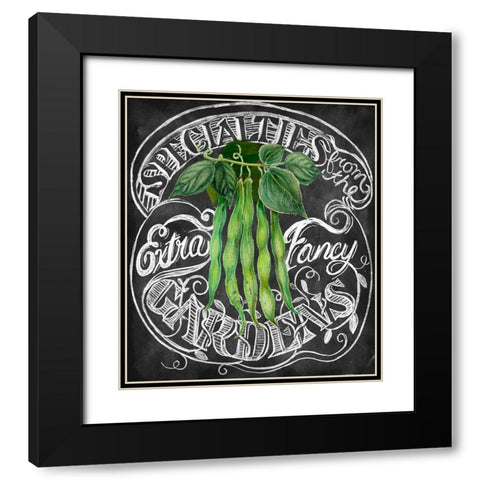 Chalkboard Green Beans Black Modern Wood Framed Art Print with Double Matting by Art Licensing Studio