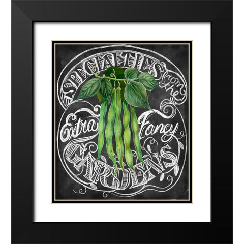 Chalkboard Green Beans Black Modern Wood Framed Art Print with Double Matting by Art Licensing Studio