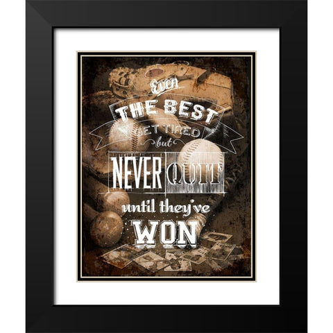 Never Quit Black Modern Wood Framed Art Print with Double Matting by Art Licensing Studio