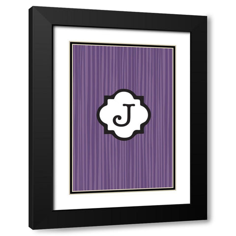 Initials Pattern J Black Modern Wood Framed Art Print with Double Matting by Art Licensing Studio