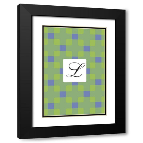 Initials Pattern L Black Modern Wood Framed Art Print with Double Matting by Art Licensing Studio