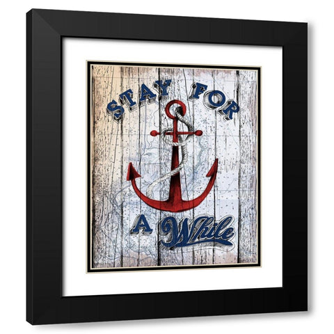 Stay Anchor Black Modern Wood Framed Art Print with Double Matting by Art Licensing Studio