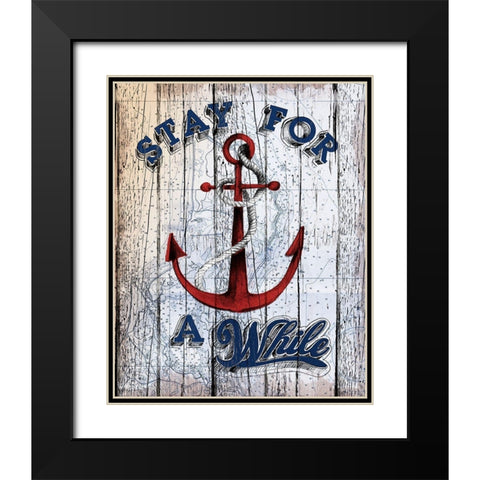 Stay Anchor Black Modern Wood Framed Art Print with Double Matting by Art Licensing Studio