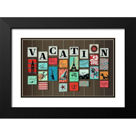 Vacation on Strings Black Modern Wood Framed Art Print with Double Matting by Art Licensing Studio