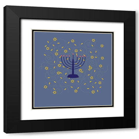 Hanukkah 5 Black Modern Wood Framed Art Print with Double Matting by Art Licensing Studio