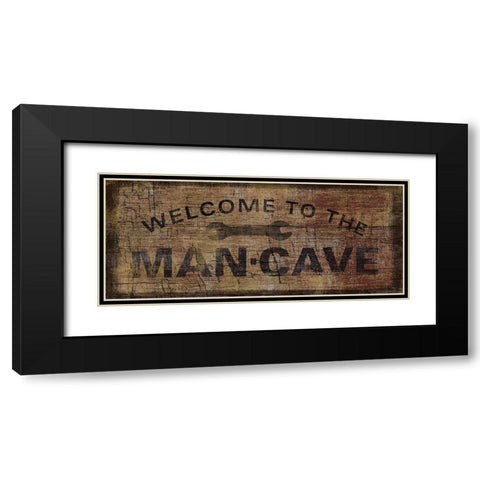 Mancave with Wrench Black Modern Wood Framed Art Print with Double Matting by Art Licensing Studio