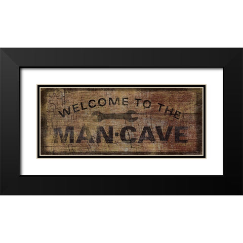 Mancave with Wrench Black Modern Wood Framed Art Print with Double Matting by Art Licensing Studio