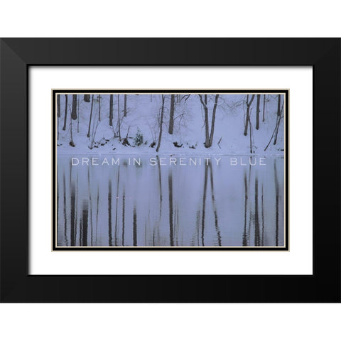Dream in Serenity Blue Black Modern Wood Framed Art Print with Double Matting by Art Licensing Studio