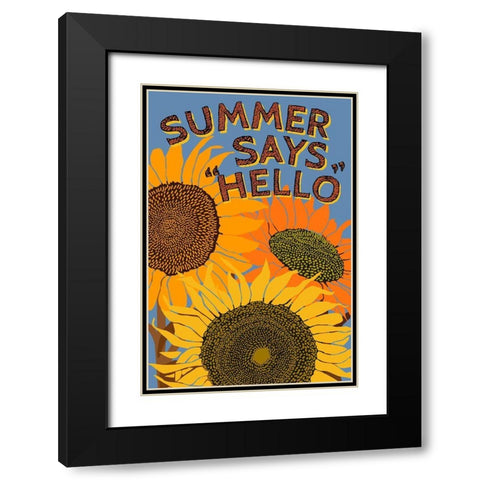 Summer Says Hello Black Modern Wood Framed Art Print with Double Matting by Art Licensing Studio