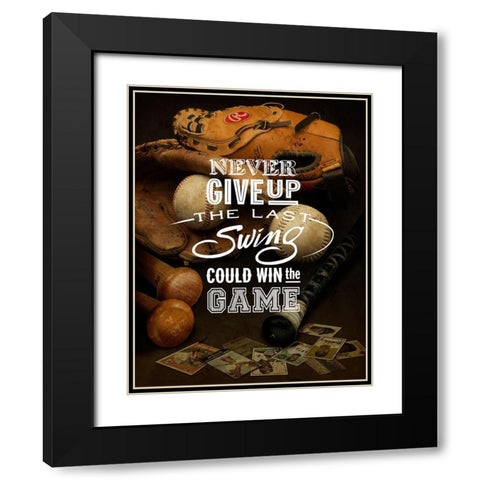 Never give up Black Modern Wood Framed Art Print with Double Matting by Art Licensing Studio