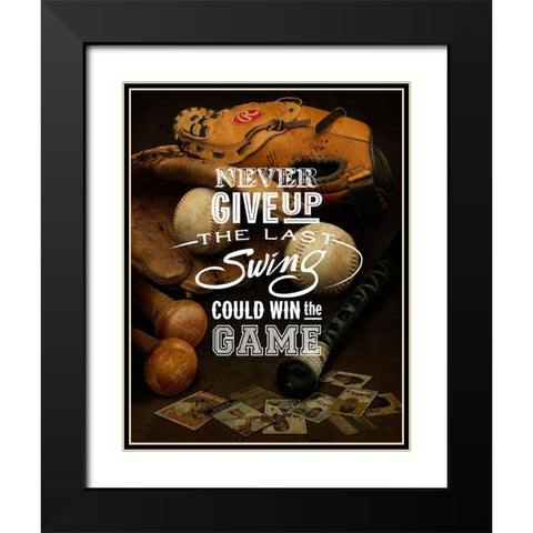 Never give up Black Modern Wood Framed Art Print with Double Matting by Art Licensing Studio